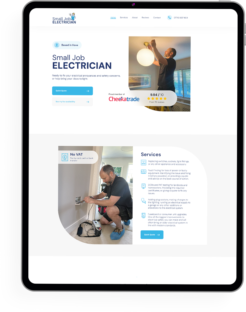 small job electrician ipad mockup