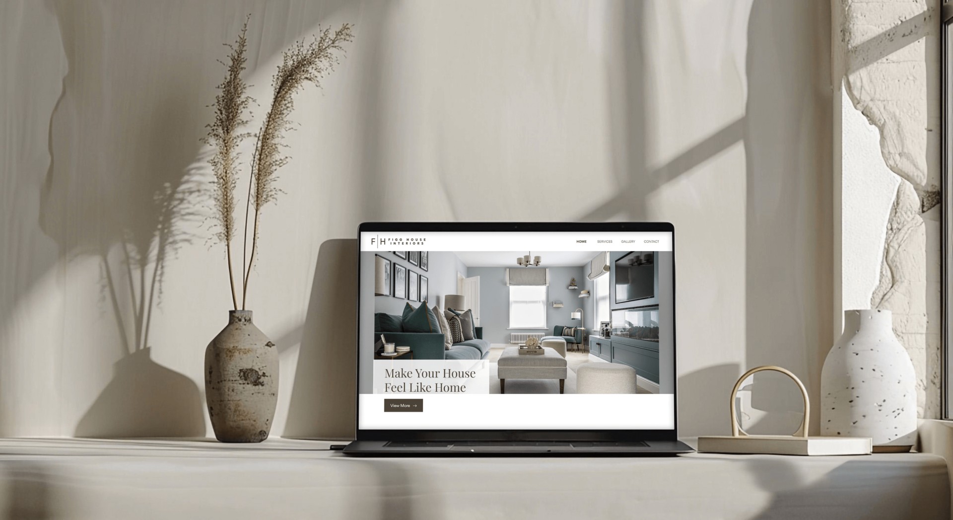 Figg House Interiors​ website mockup laptop