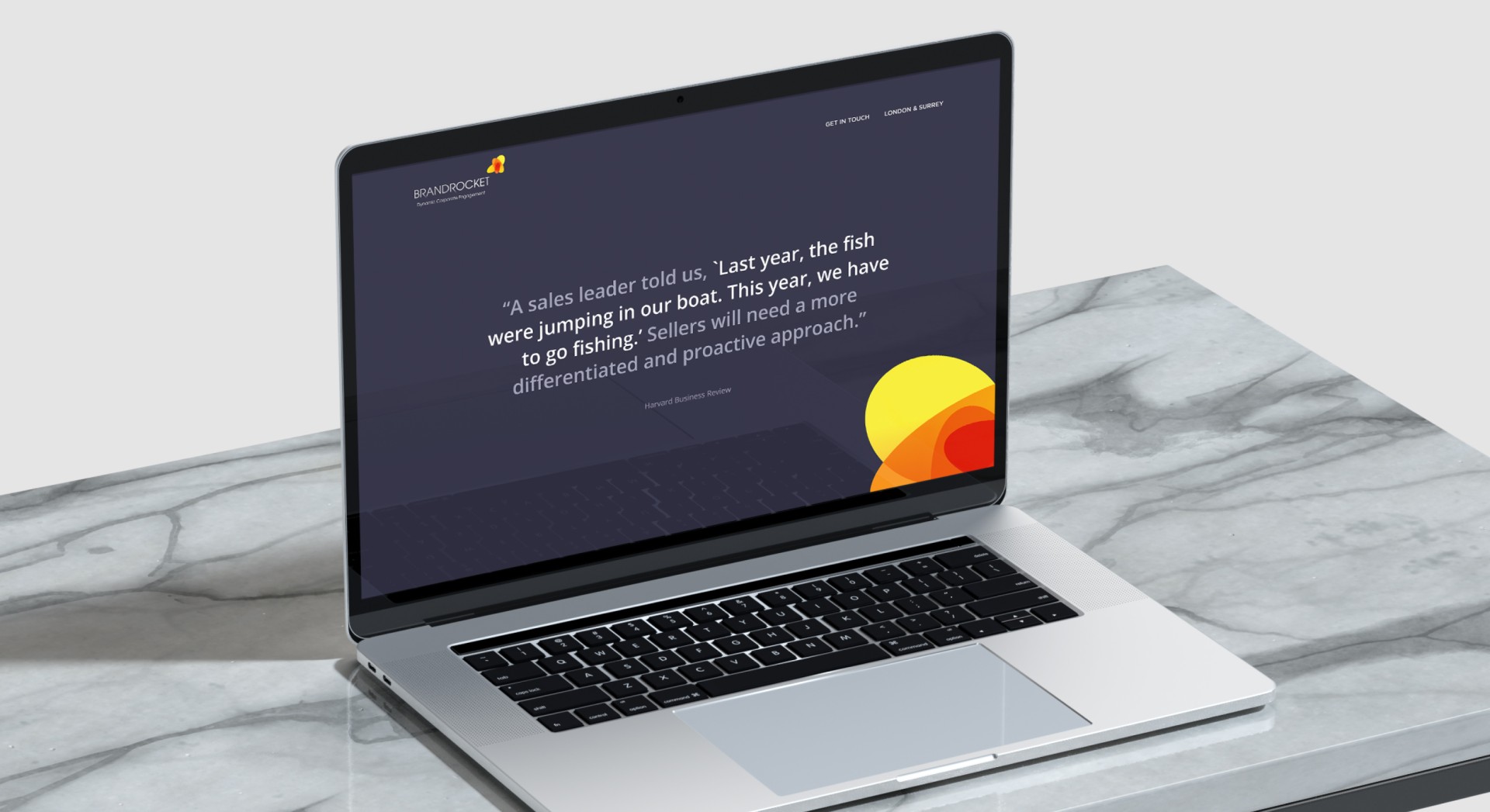 brand rocket website mockup on macbook