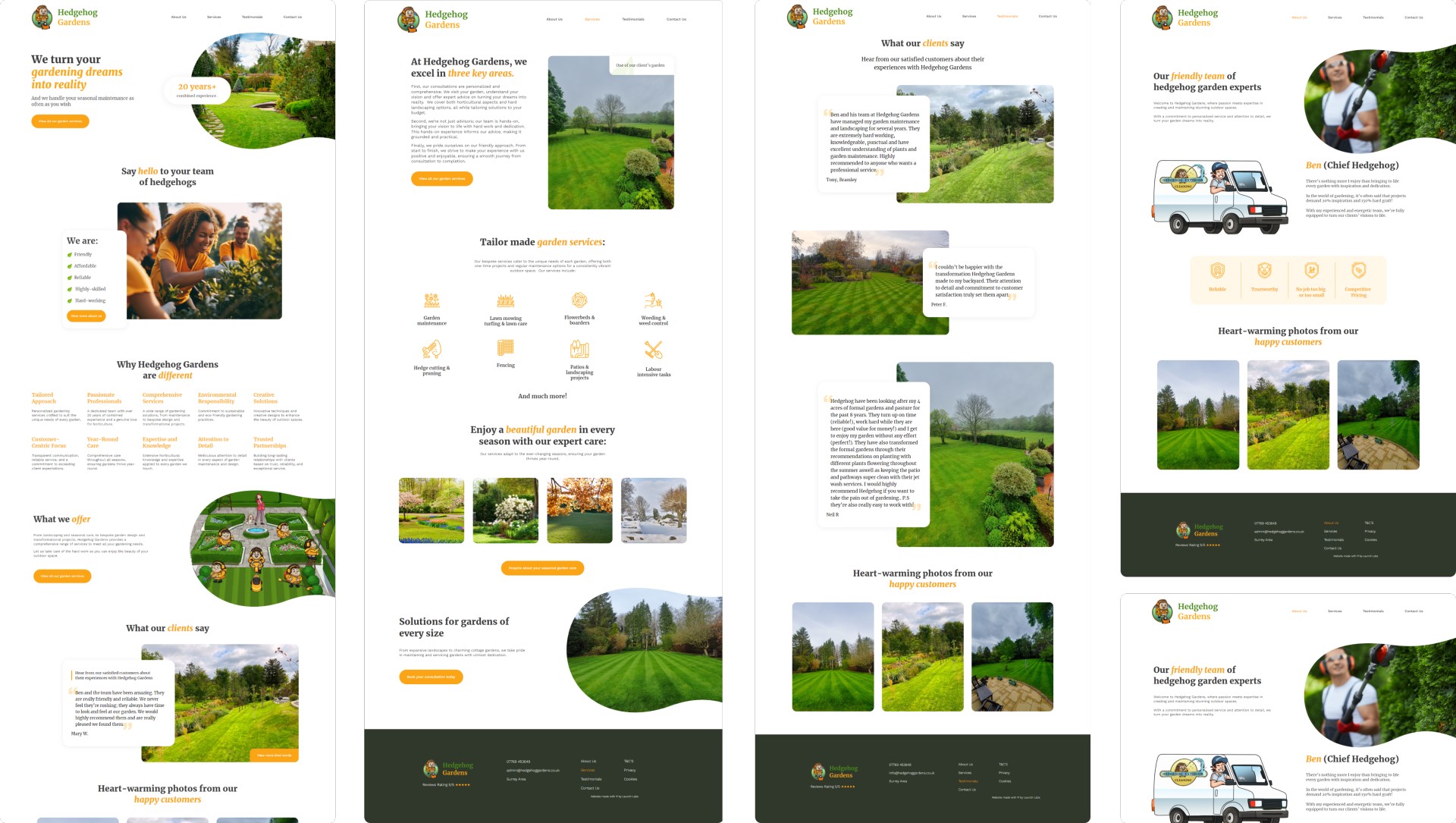 hedgehog gardens website mockups