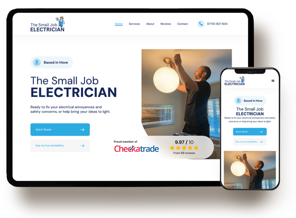 Mobile and tablet responsive website design for small electrician website