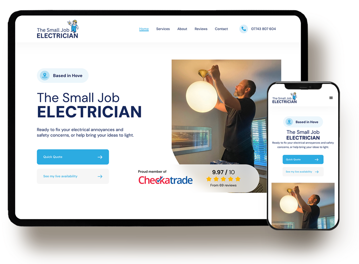 small electrician website mockup