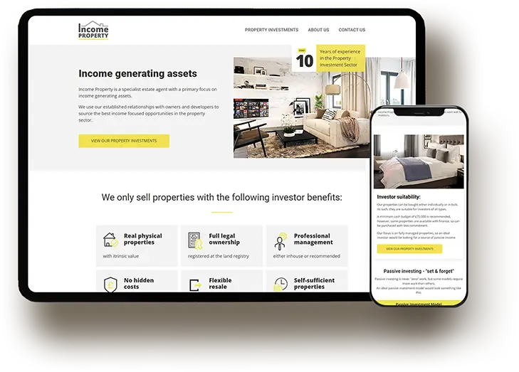 Ipad and mobile design of real estate agency website we designed