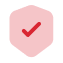 icon of a red tick inside a red shield indicating safety