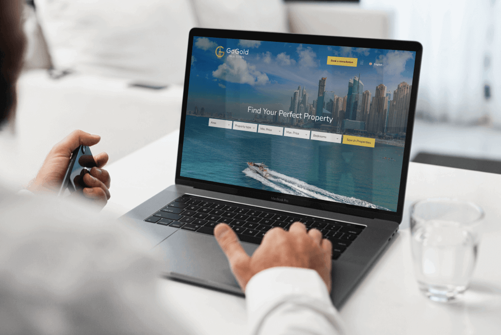 website design of GoGold real estate agency in Dubai - by Launch Labs